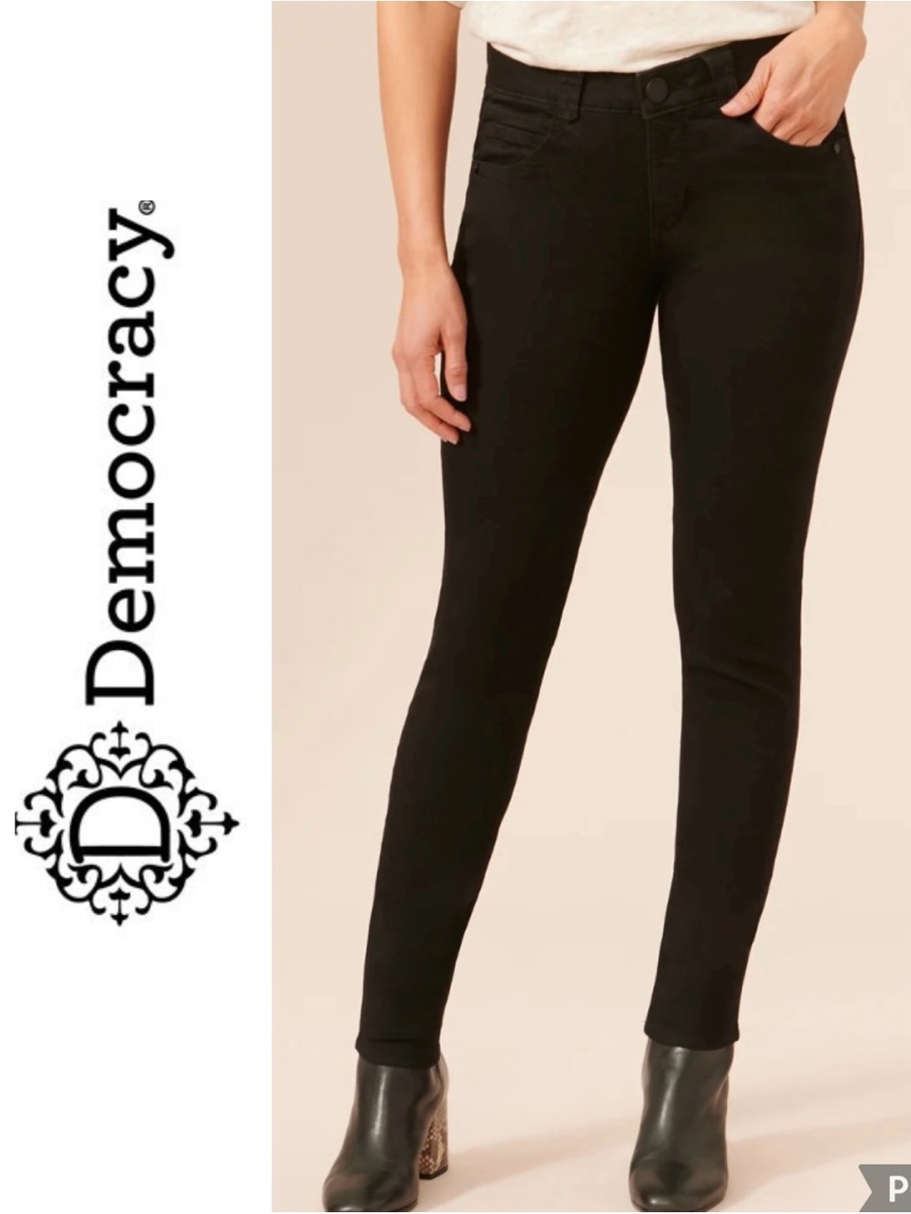 Democracy Women’s Sz 12 “Ab”solution 32” Booty Lift Long Jeans Black Jegging